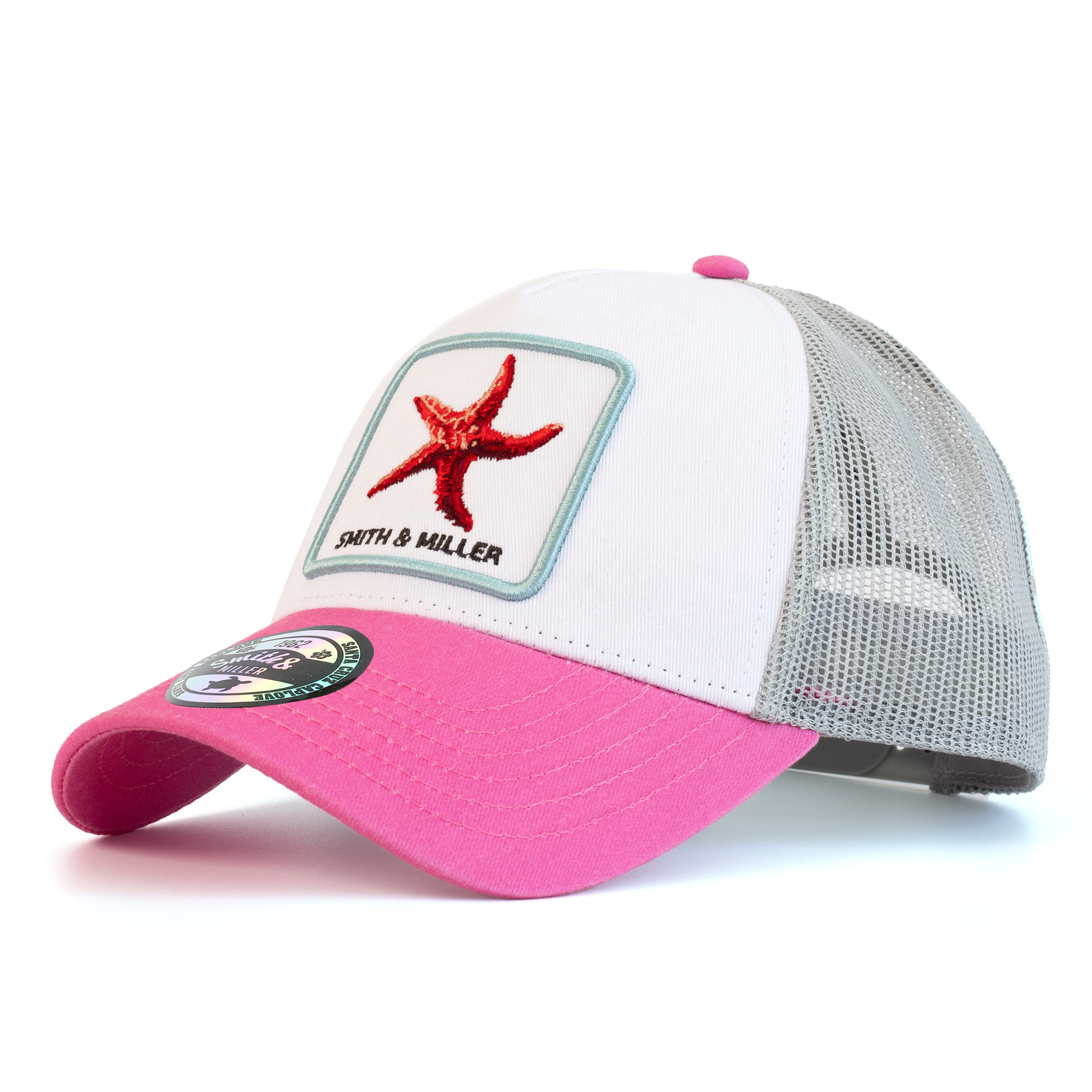 Smith & Miller Miramar Stella Trucker Unisex Cap,  white/pink/grey