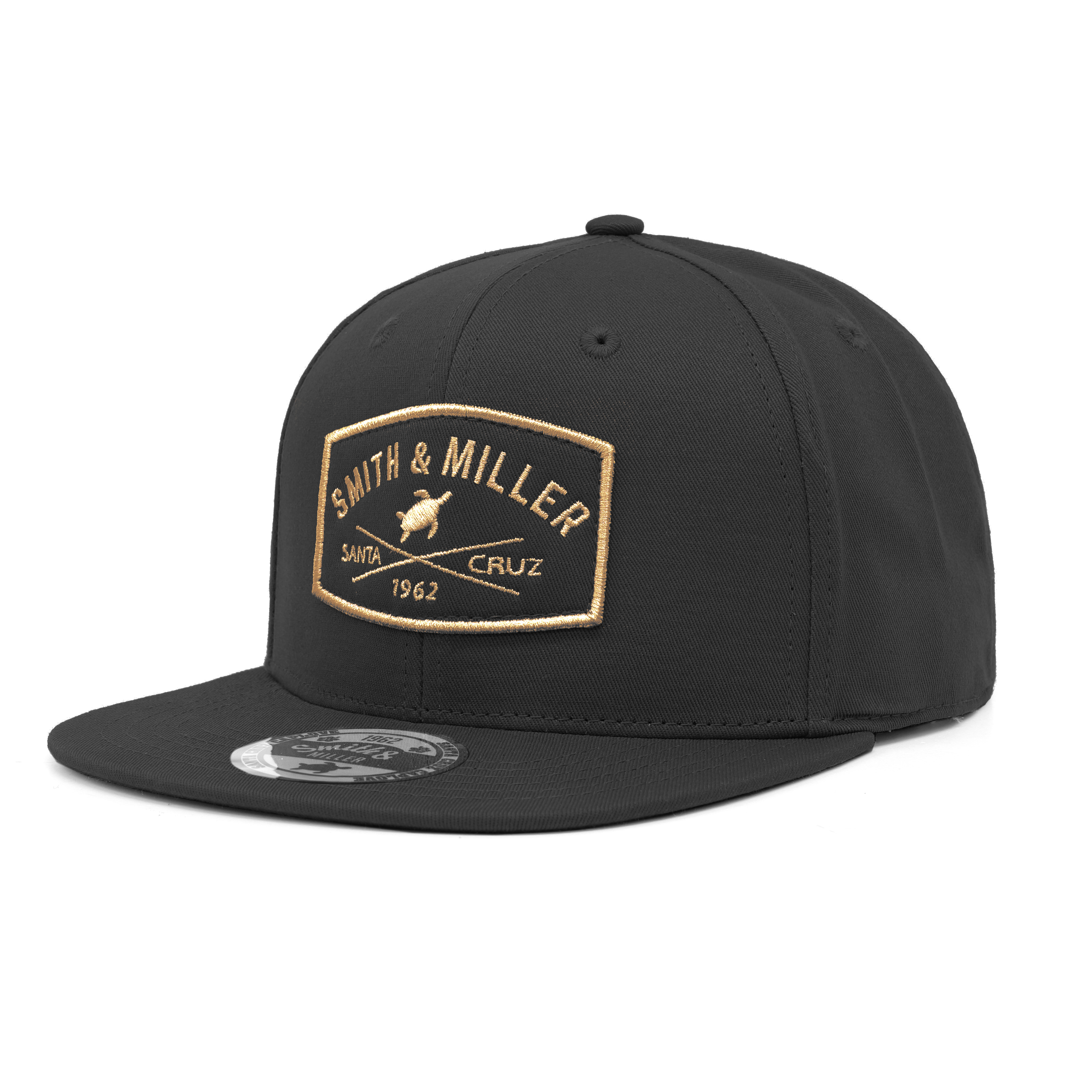 Smith & Miller Lambert Unisex Flat Snapback Cap, black